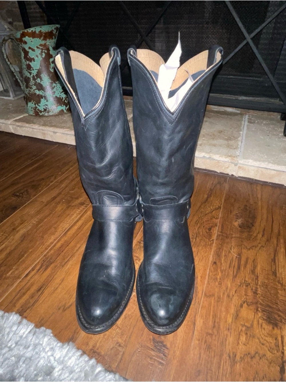 Frye Harness Boots Black Leather Biker Round Toe Western Women’s Size 10B